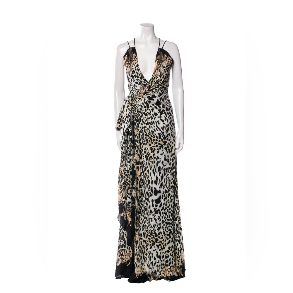 Roberto Cavalli silk animal print gown
